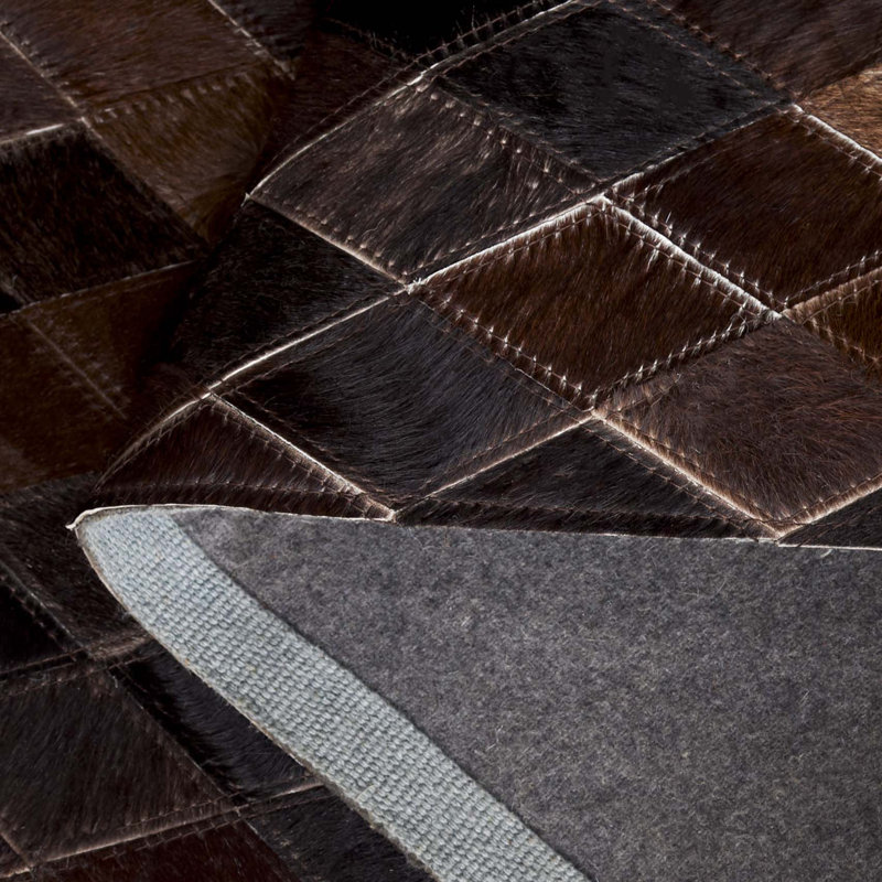 Schaible Hand Woven Leather Geometric Rug, Rectangle 5' x 8'