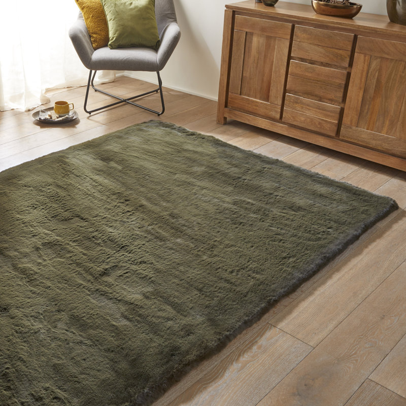 HEAVENLY Solid Colour Machine Made Area Rug, Rectangle 115 x 175 cm, Emerland