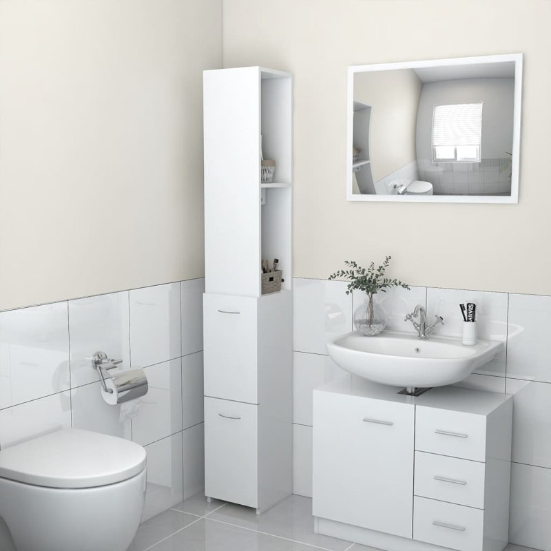 Gislinde Bathroom Cabinet 25 x 26, 5 x 170 cm Engineered Wood, White