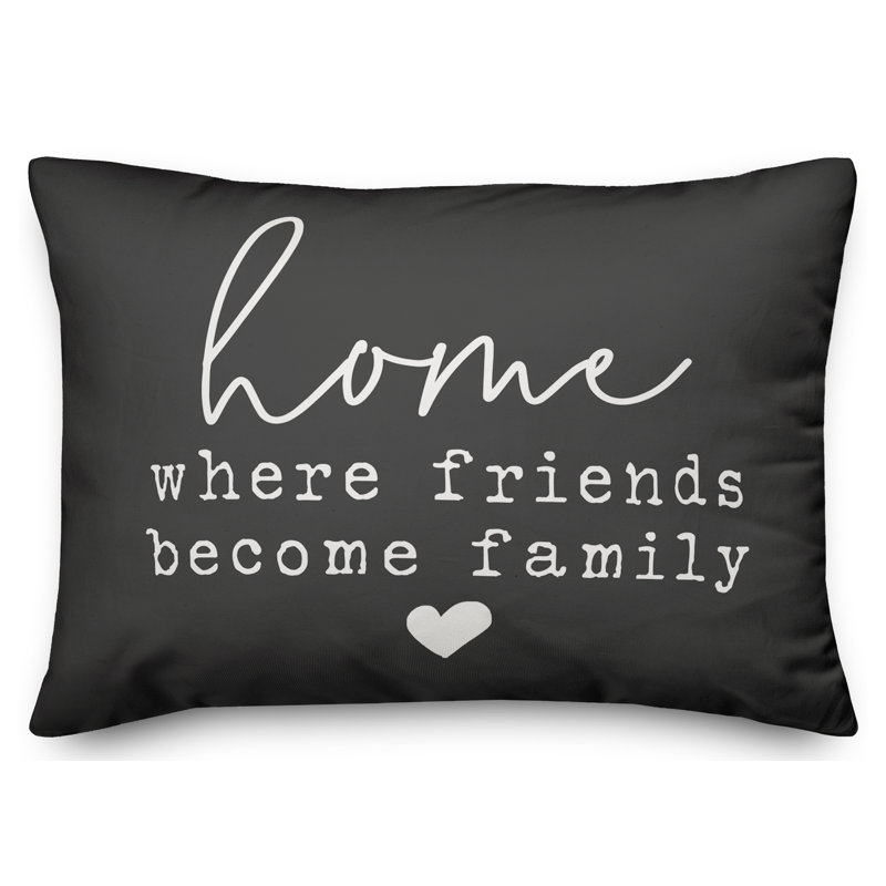 Textual Outdoor Throw Pillow, Charcoal