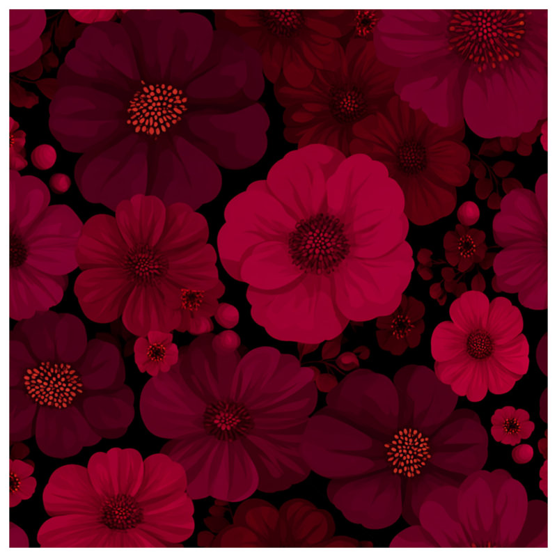 Red Floral Pattern Quilted Bedspread , Queen