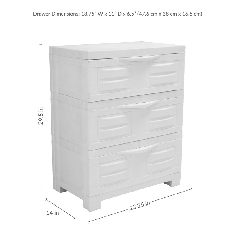 Heavy-Duty 3-Drawer Storage Cabinet - Gray, Speckled White