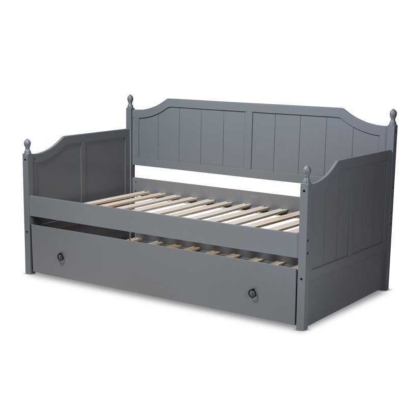 Lit de jour simple avec couchette Aaina, Gris