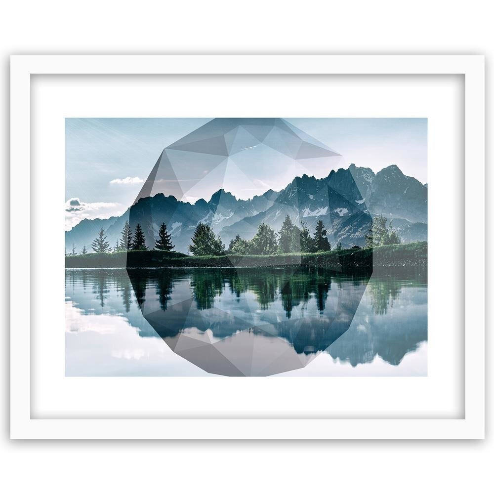 Gerahmter Fotodruck Bergsee und Geometrie 1