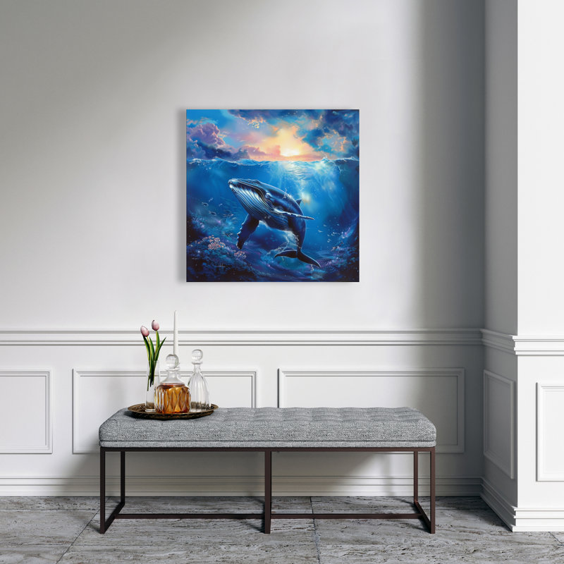 Baleine dans l'eau - Toile mauve pour tous les espaces