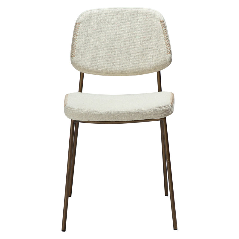 Menta Dining Chair, White, Brass