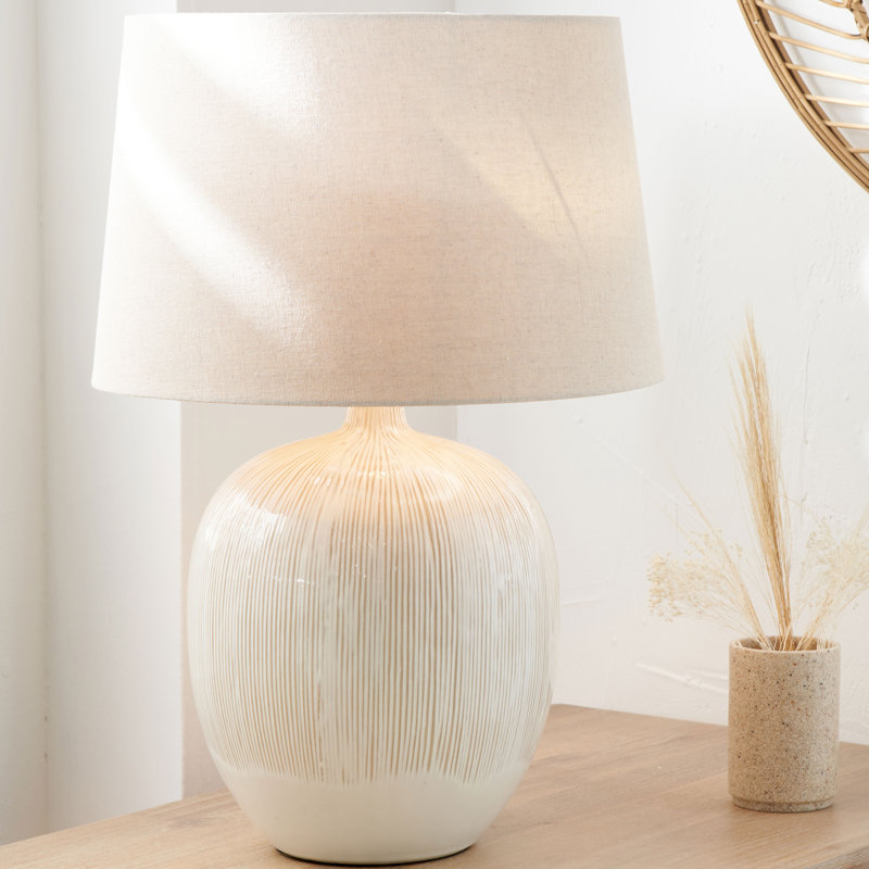 Greta Ceramic Table Lamp, Natural and Cream