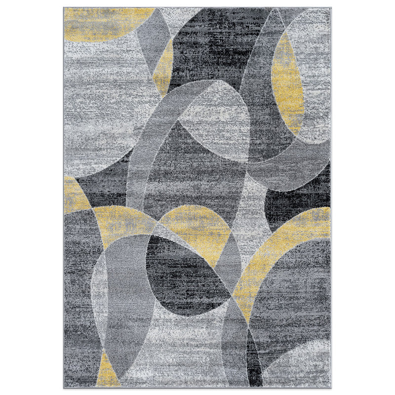 Rambo Contemporary Distressed Circle Area Rug, Rectangle 5' x 7'