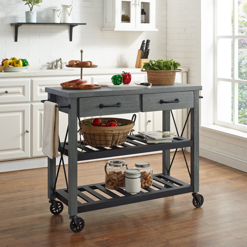 Ashwaubenon Wood Kitchen Cart, Gray