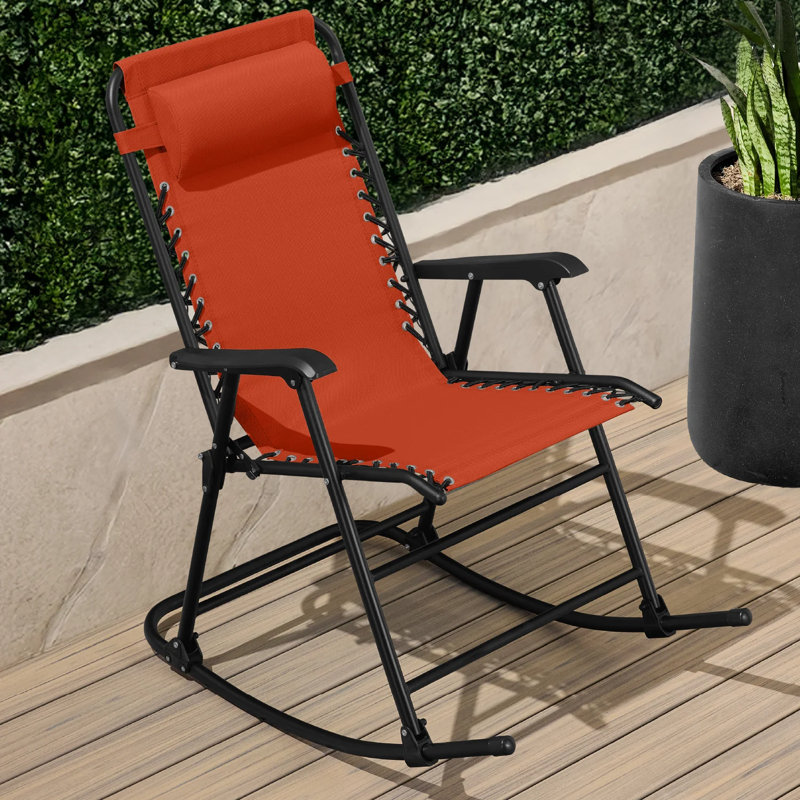 Outdoor Rocking Lounge Chair, Burnt Orange