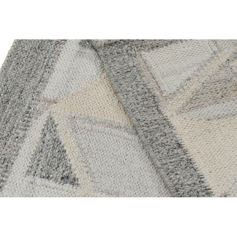 Rug & Kilim’S Scandinavian Style Outdoor Rug With Blue & Gray Geometric Pattern, Rectangle 4'1" x 4'9" 