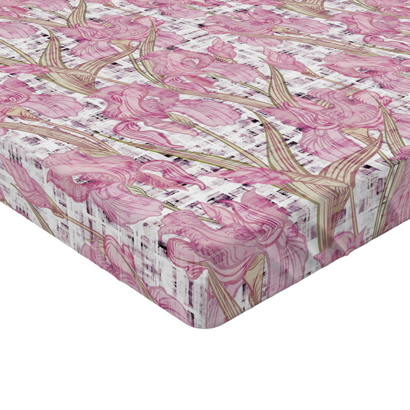 Drap-housse Ambesonne, Rose pâle, vert pâle / floral, Drap-housse très grand californien