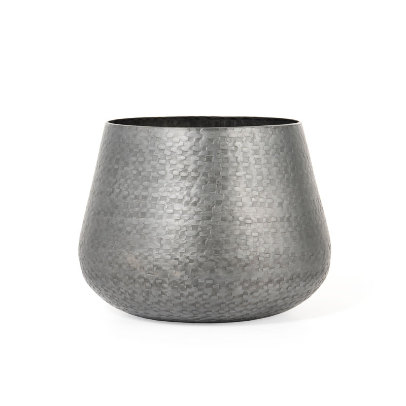 Metal Planter, Gray, 6" H x 8" W x 8" D
