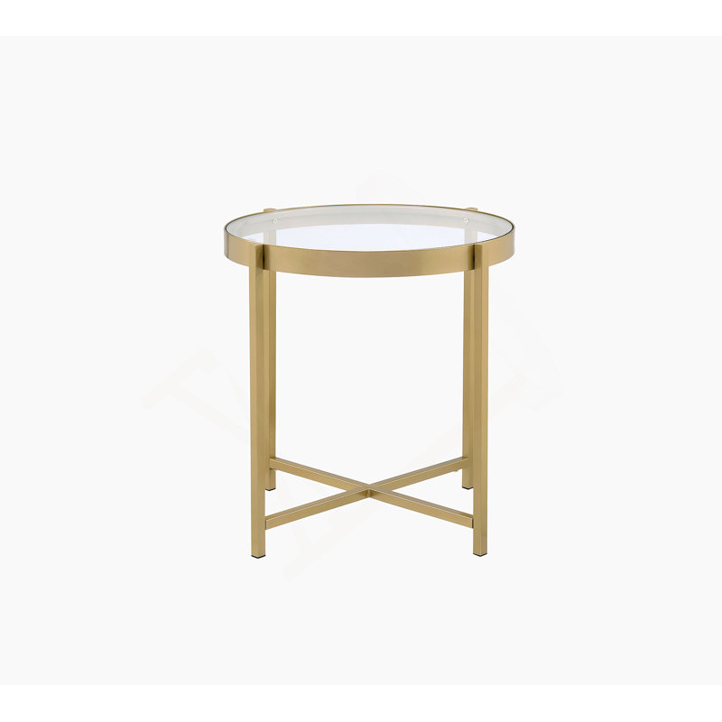 Table de chevet, table de bout avec plateau en verre