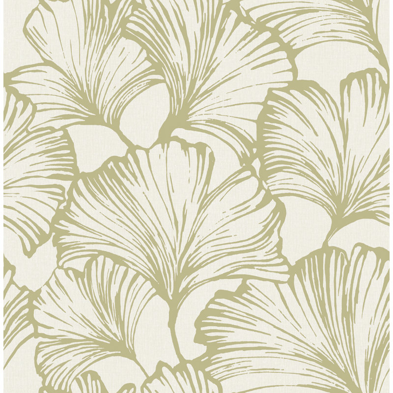 Papier peint feuille de ginkgo Kyoto Moss, Vert
