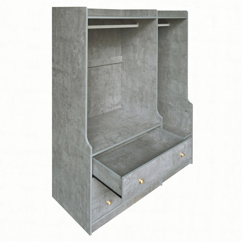Rangement ouvert pour garde-robe en bois pour chambre à coucher, Gris