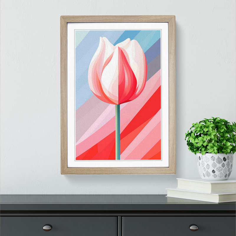 Tulip Flower Op - Framed Print, 34cm H x 25cm W x 2cm D, Oak 