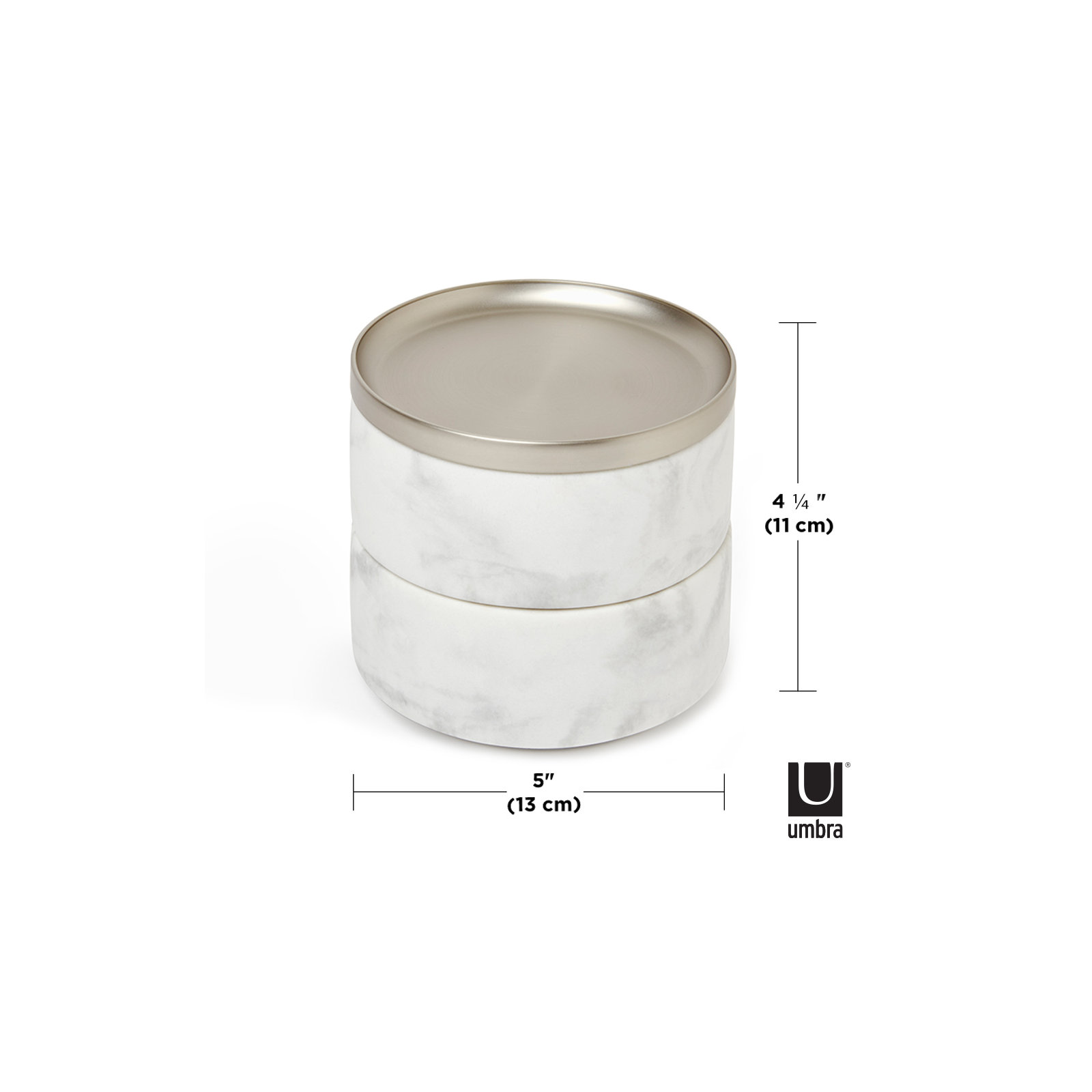 Tesora Jewelry Box, White/Nickel