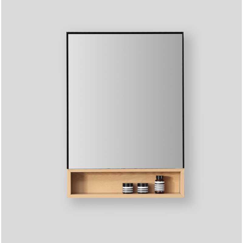Bergen 24" Medicine Cabinet, Matte Black/Whitewash Oak