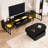 Meuble télé et table basse de style crème, ensemble de 2-1854824087