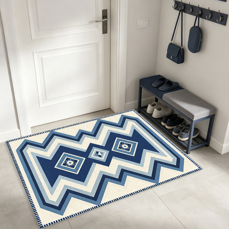 Navajo Chevron Blue area rugs for Living Room, Soft and Comfortable, Suitable for all seasons, easy to maintain, machine washable Indoor floor mat, Under Table Farmhouse suitable for Bedroom, Dining Room, Study, Patio, Balcony, Home Decor