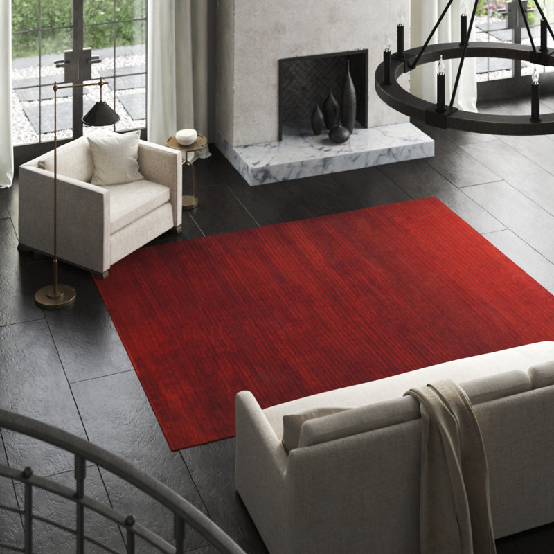 Flip Wool Area Rug in Red, Rectangle 8' x 10'