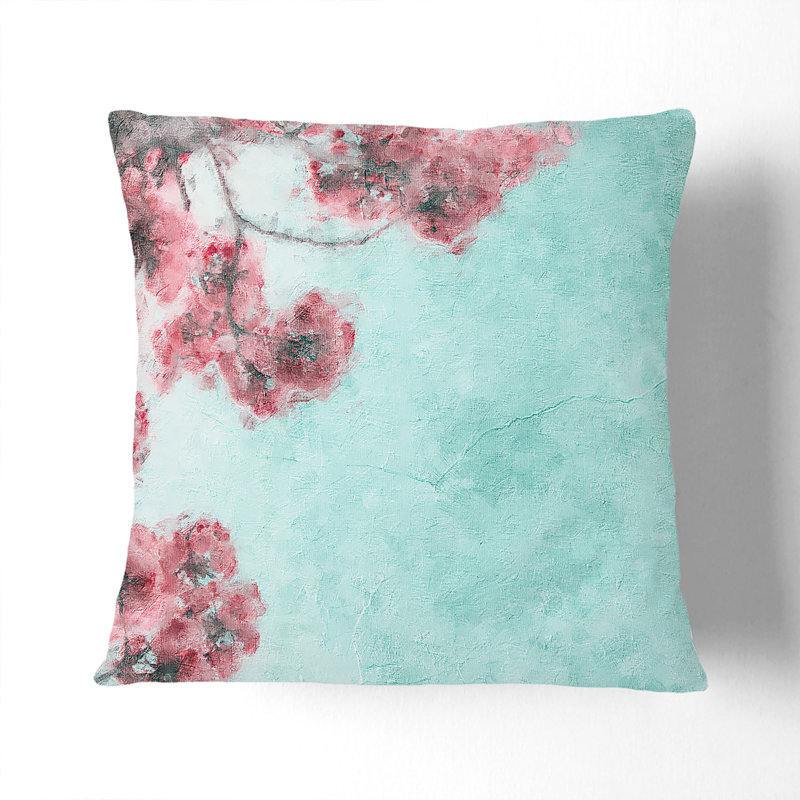Floral Square Throw Cushion, 40cm H x 40cm W x 15cm D, Black