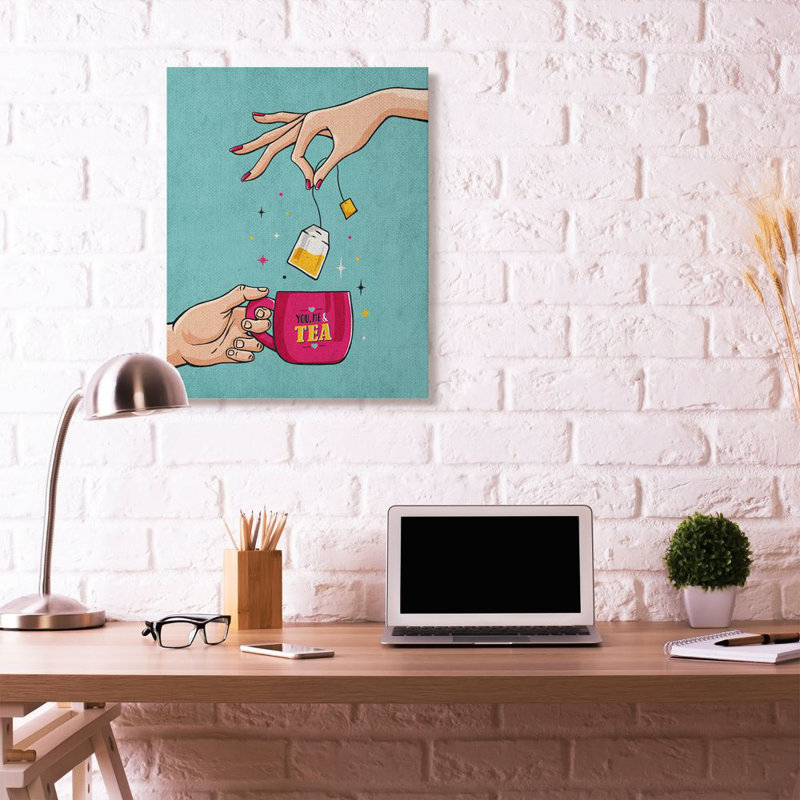 «You and Me Tea Vintage Comic Book Design» par Ester Kay, impression sur toile, Toile tendue, H 40 po x l 30 po x P 1,5 po