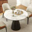 Plateau de table rond en pierre texturée frittée blanche-124569215