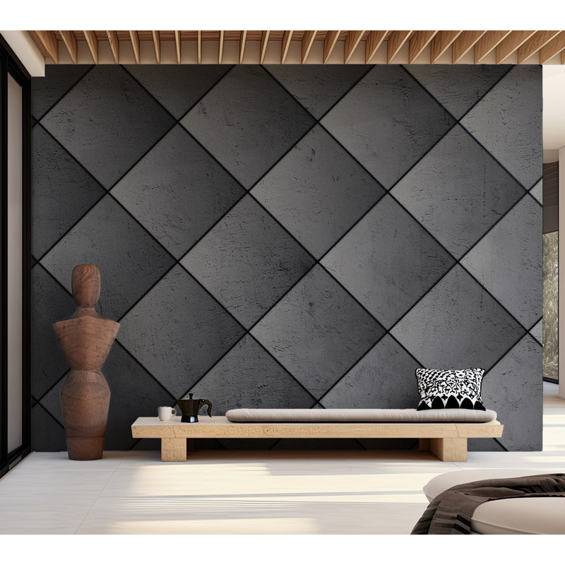 Murale peler et coller Lindia, Gris foncé, L 96 po x l 135 po