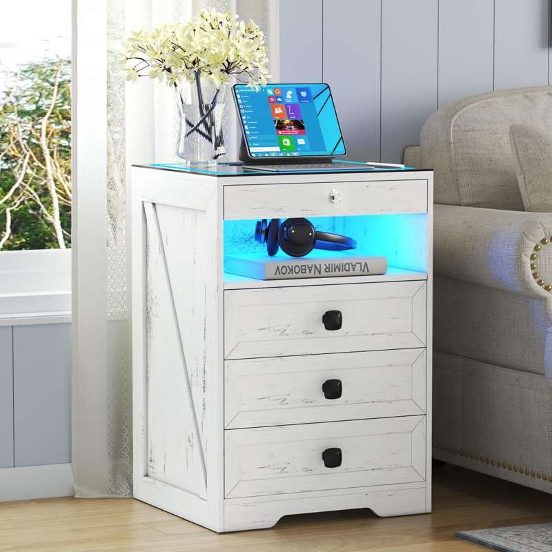 45cm W Manufactured Wood Bedside Table