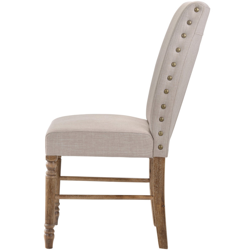 Chaises en lin crème remplies de mousse pour salle d'étude, de 2 chaises de salle à manger, avec pieds complexes