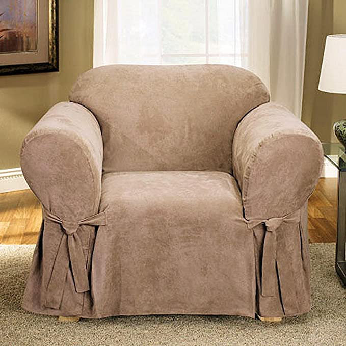 Housse pour fauteuil à coussins carrés/rectangulaires, Mélange de polyester brun clair