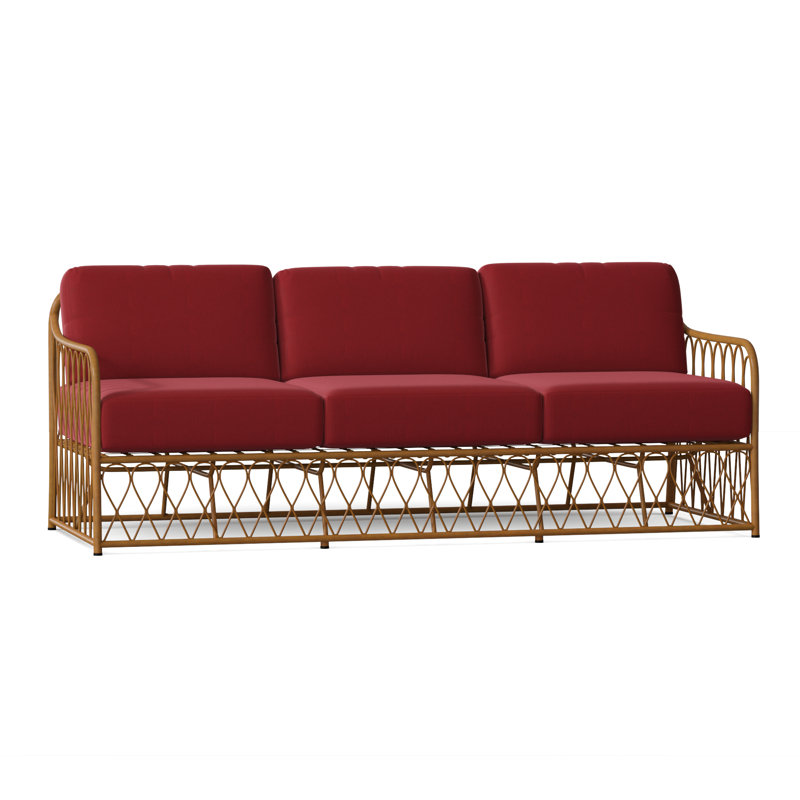 Canapé d'extérieur avec coussins 79,75 po Cane, Denver Scarlett Sunbrella®