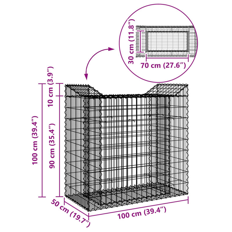 Raised Garden Bed, 60cm H x 50cm W x 100cm D