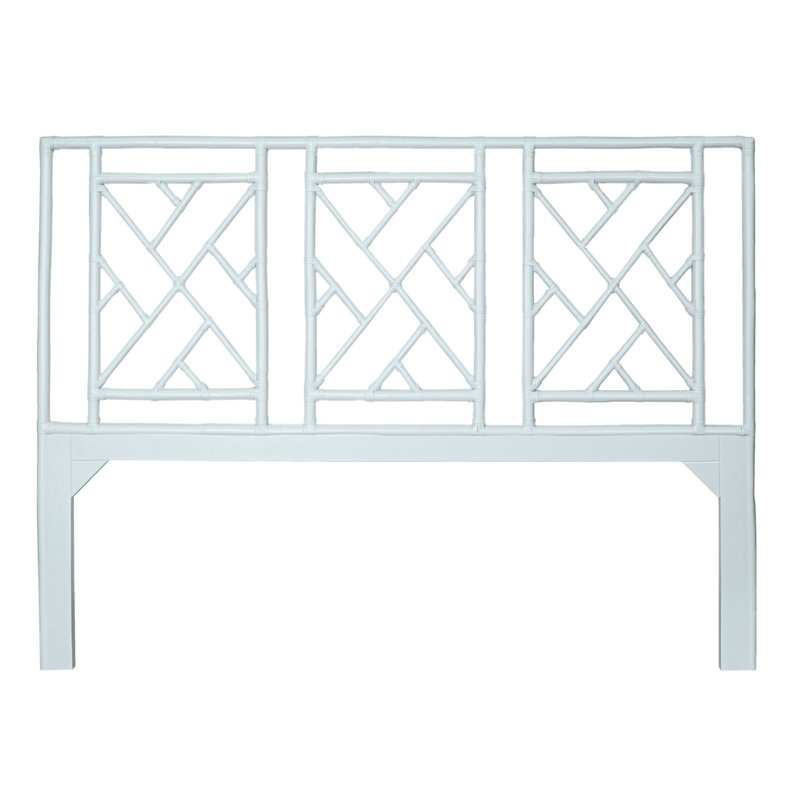 Cowden Geometric Rattan Headboard, Light Blue, King