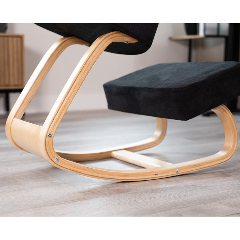 Chaise berçante en bois à genoux, Noir