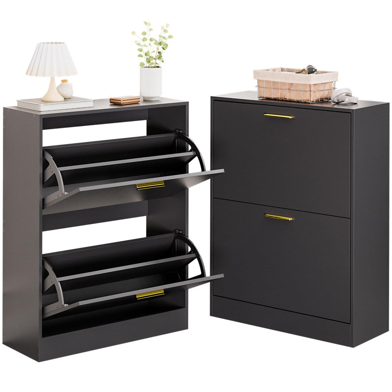 Armoire à chaussures avec 4 tiroirs rabattables, Noir
