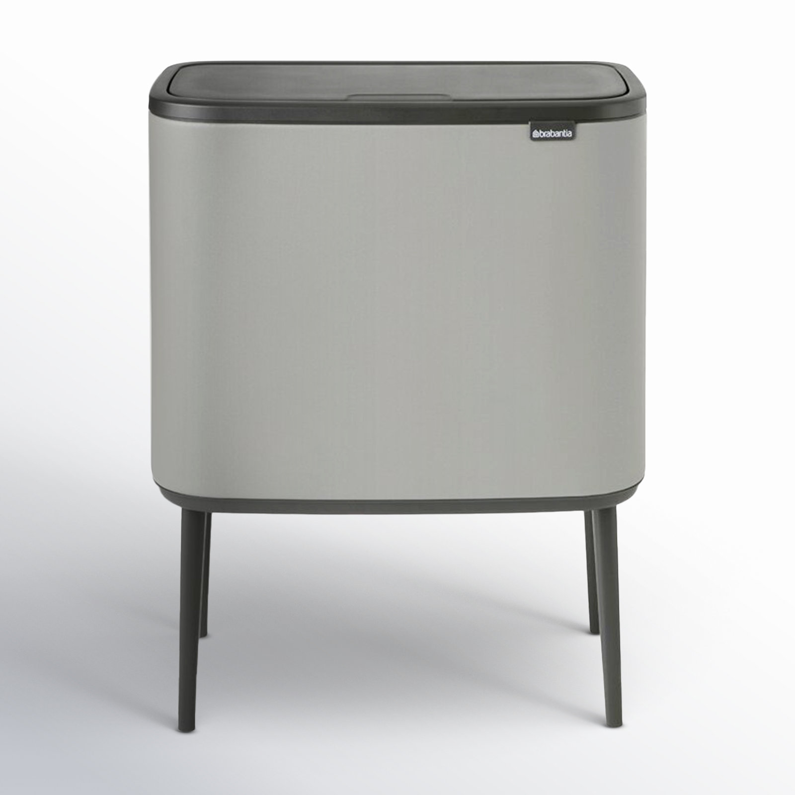 Brabantia Bo Touch 9gal Recycling Can, Mineral Concrete Gray
