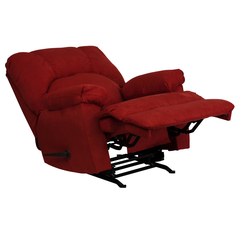 Fauteuil inclinable manuel berçant standard de 37 po de large Ranee, Suède de microfibre grenat Montana