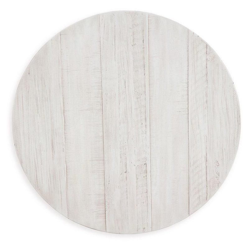 Off-White Round Pine Wood End Table