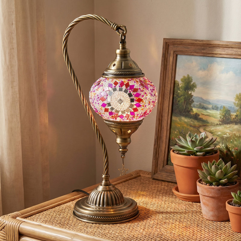 Lampe de chevet en mosaïque turque marocaine moderne 3 options de décoration de maison, Rouge 1