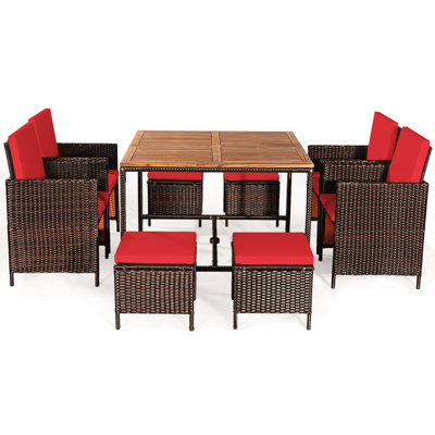 Khotare Square 8 - Person 43.5" Long Dining Set with Cushions by Hokku Designs