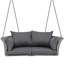 Siège de balançoire pour 2 personnes 51,9 po, balancelle en rotin tissé, balancelle avec osier gris et coussin GO