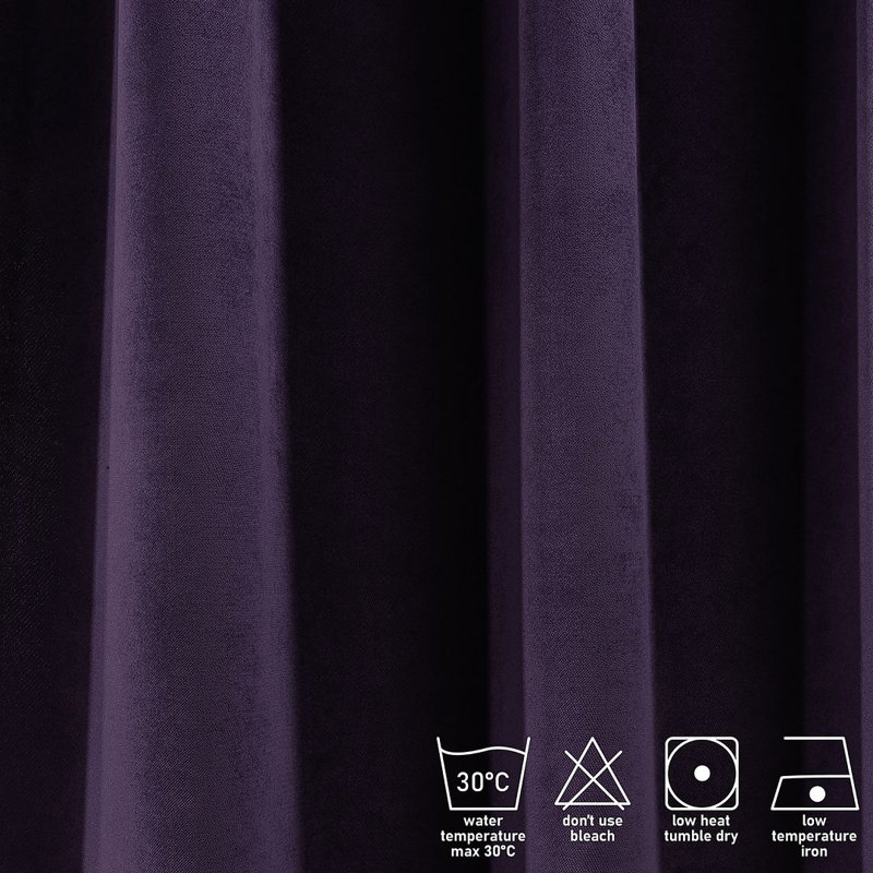 Soft Touch Velvet Kitchen Valance, 90 W x 60 D cm, 49 Rebecca Purple