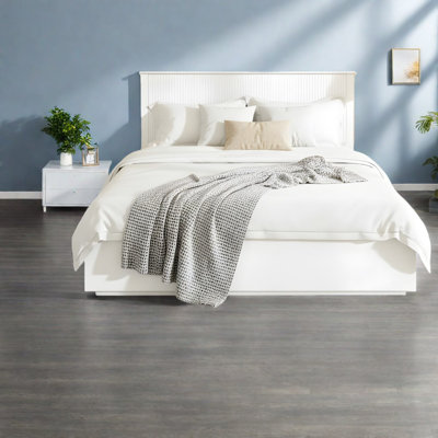 Spacious Modern Wood Beds, Queen Size White Frame For Elegant Bedrooms