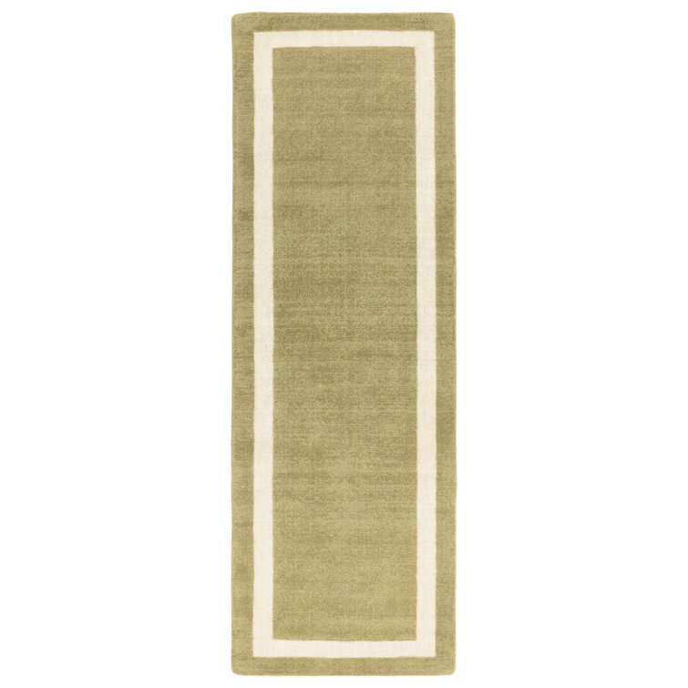 Anyi Bordered Hand Loomed Green Rug