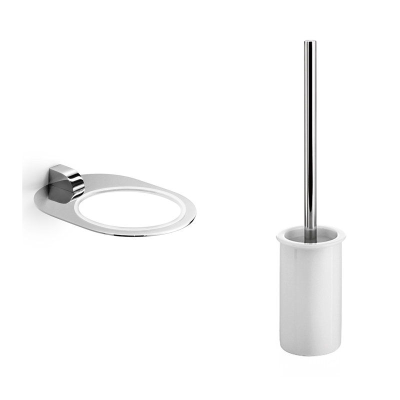 Porte-brosse mural 15,6 po Muci, Blanc céramique