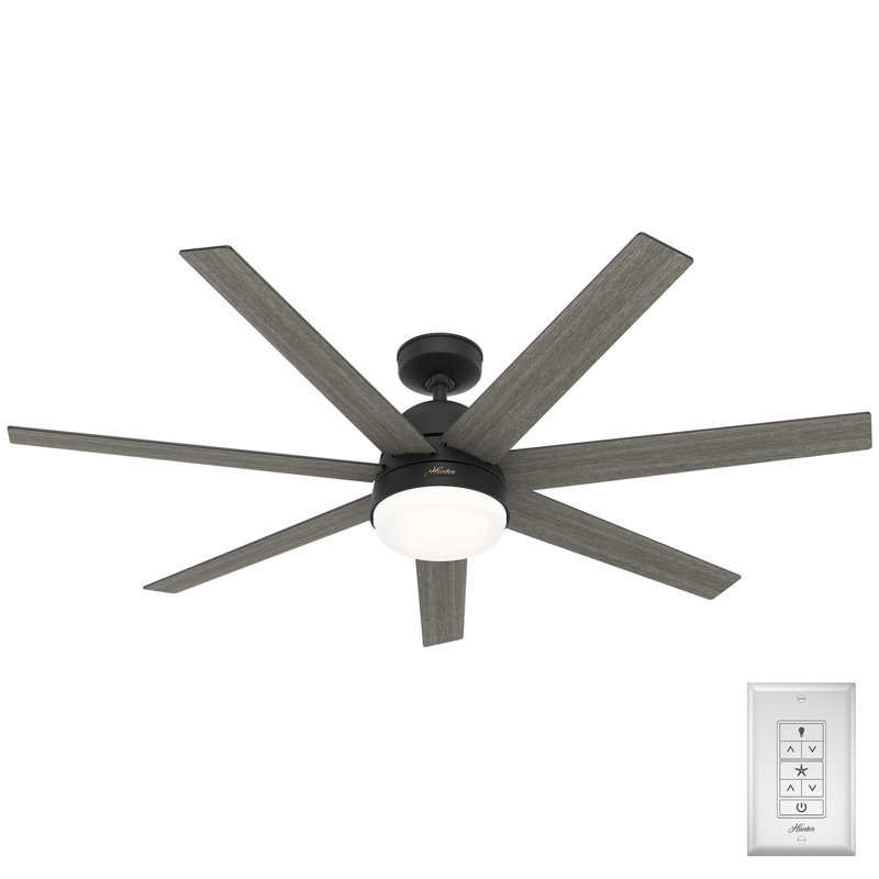 60" Phenomenon 7 - Blade Smart Standard Ceiling Fan with Wall Control and Light Kit Included, Matte Black
