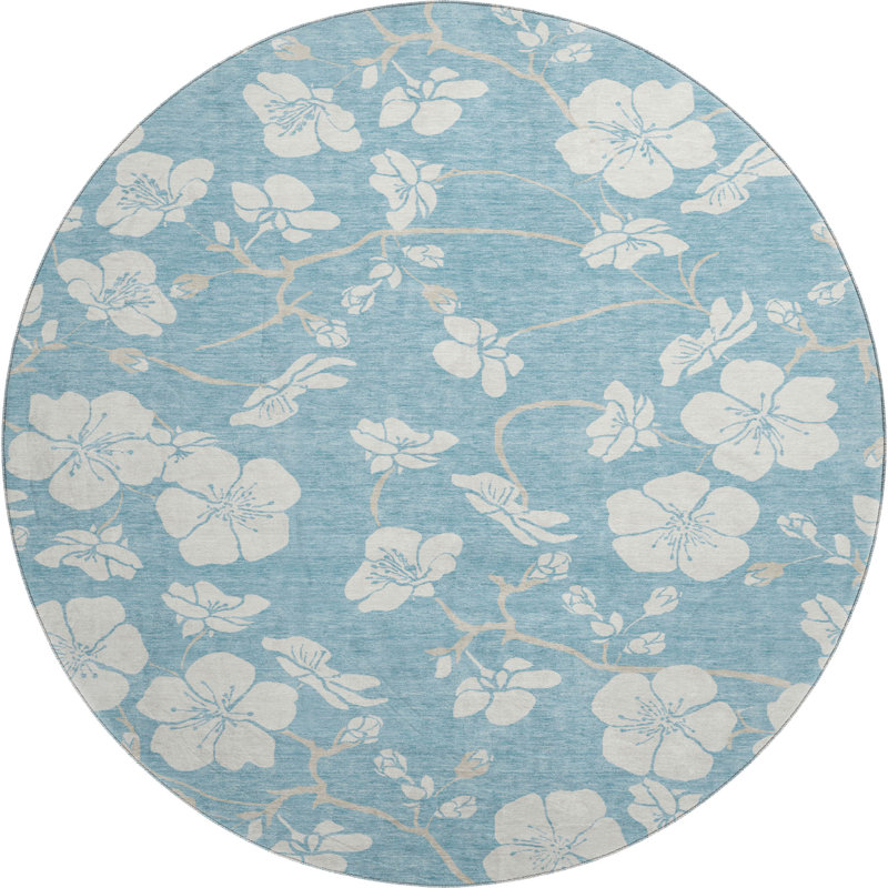 Tapis floral de qualité supérieure lavable à la machine Diskin AMF1032, Rond 8 pi